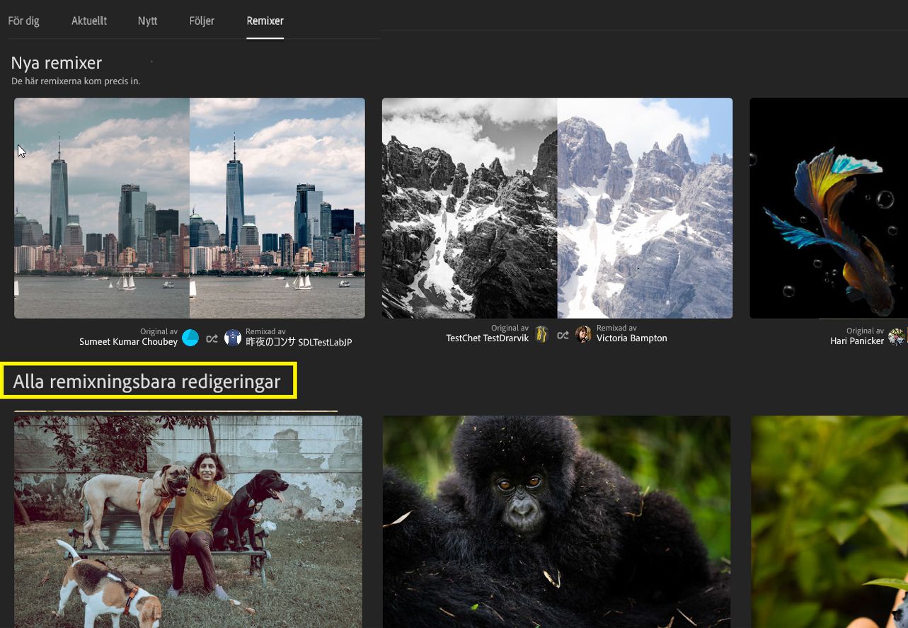 Alla remixbara redigeringar 