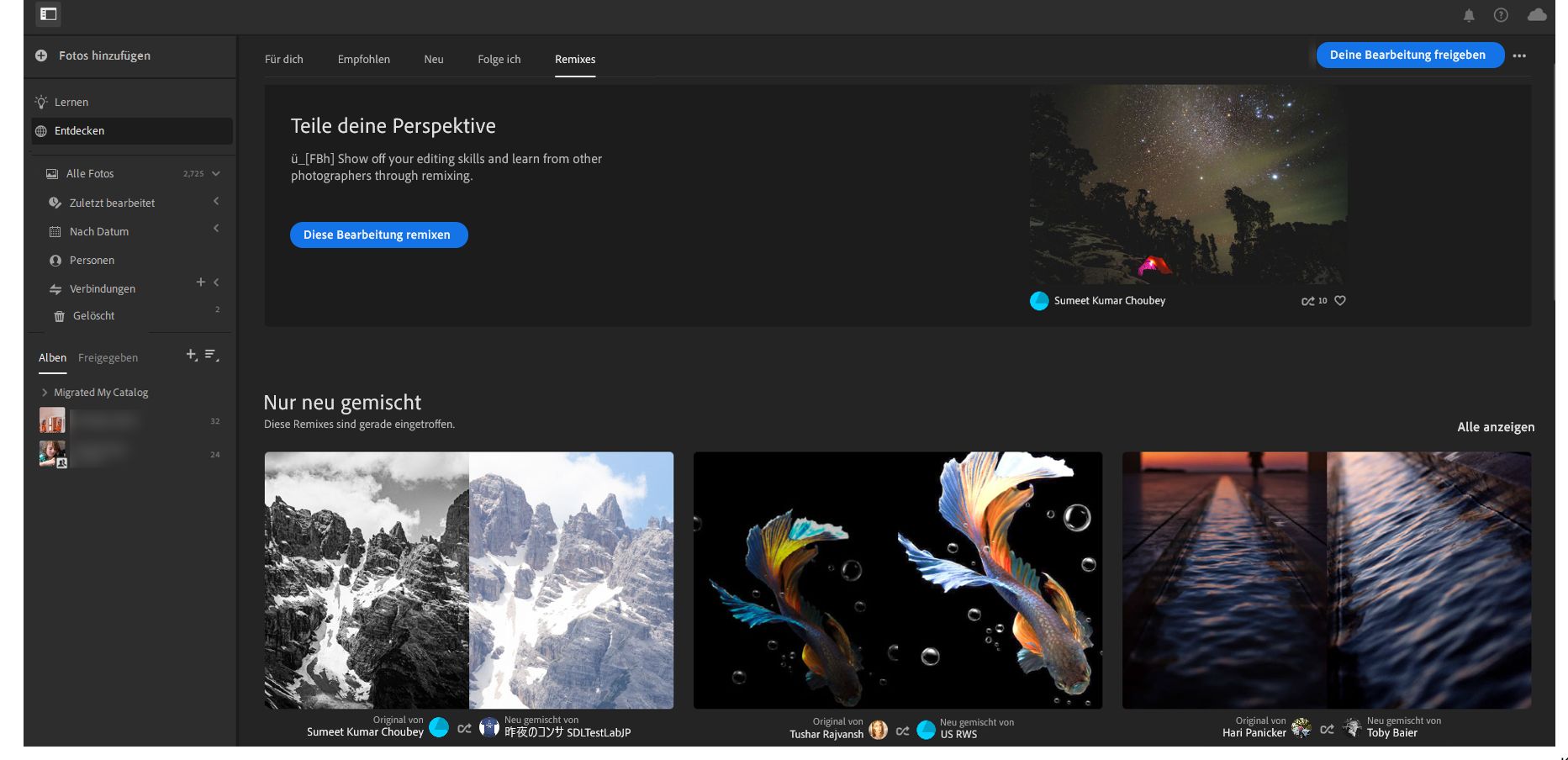 Bearbeite das Foto eines anderen Fotografen oder lass zu, dass andere Fotografen dein Foto bearbeiten!