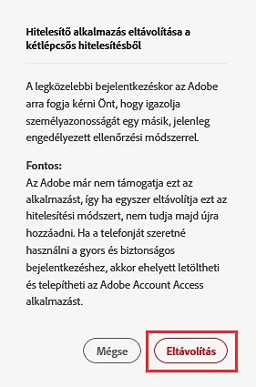 Az Adobe Authenticator eltávolítása