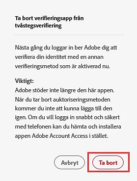 Ta bort Adobe Authenticator