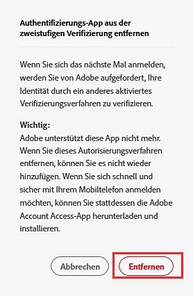 Adobe Authenticator entfernen