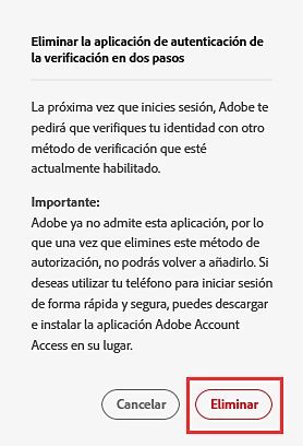 Quitar Adobe Authenticator