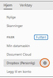 Alternativer for avkryssing og fullført for å fjerne en konto