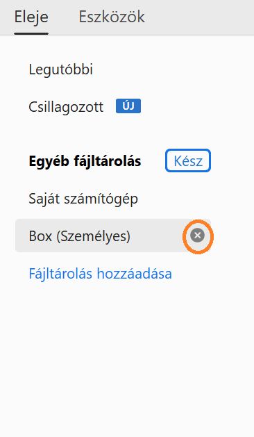 Kereszt és Kész beállítások fiók eltávolításához