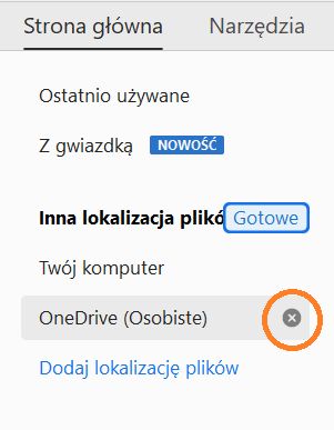 Usuwanie konta za pomocą symbolu „x” i przycisku Gotowe