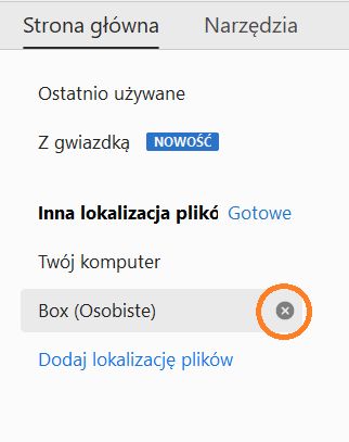 Usuwanie konta za pomocą symbolu „x” i przycisku Gotowe