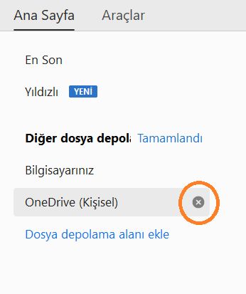 Hesap kaldırmak için kullanılan Çarpı ve Bitti seçenekleri