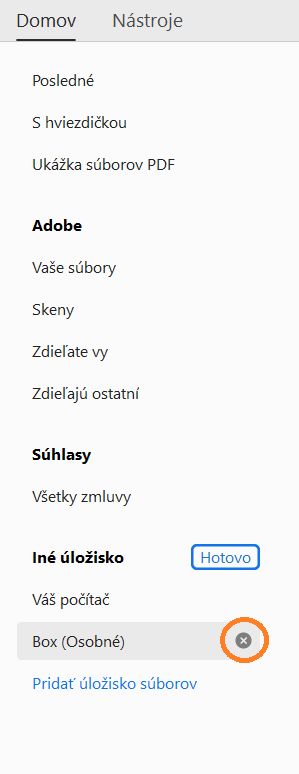 Možnosti Krížik a Hotovo na odstránenie účtu