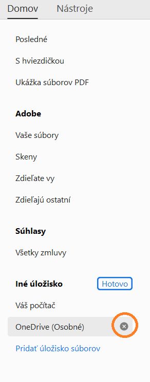 Možnosti Krížik a Hotovo na odstránenie účtu