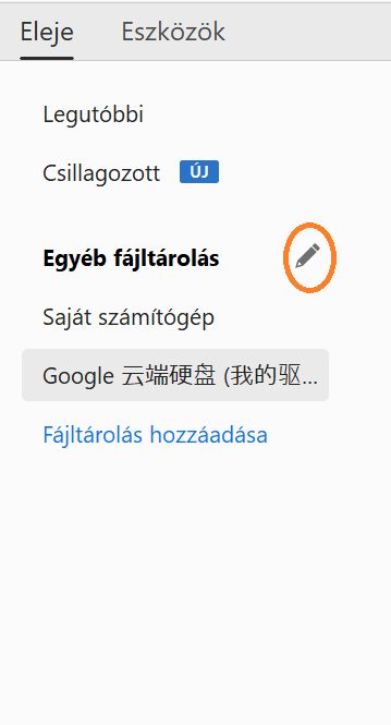 Szerkesztés gomb online fiókokhoz