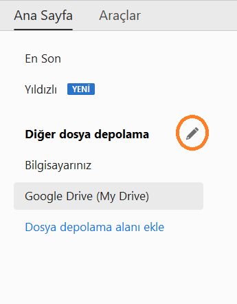 Çevrimiçi hesaplar için Düzenle düğmesi