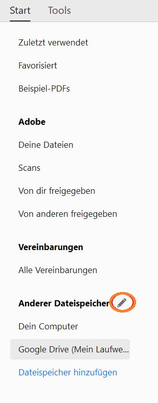 Schaltfläche zum Bearbeiten für Onlinekonten