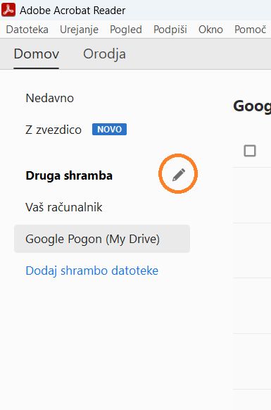 Gumb za urejanje spletnih računov