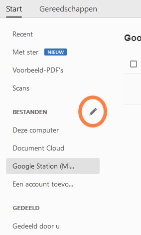 Knop Bewerken voor online accounts