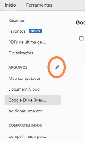 Botão Editar para contas online