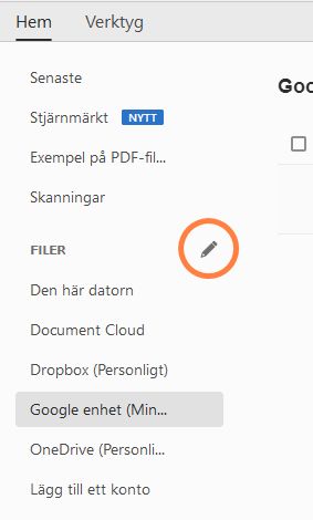 Redigera-knapp för onlinekonton