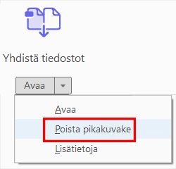 Valitse Poista pikakuvake Acrobatissa