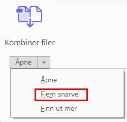 Velg Fjern snarvei i Acrobat