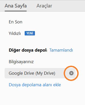 Hesabı kaldırmak için Çarpı simgesini tıklatın