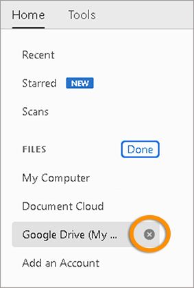 انقر فوق رمز علامة الزائد لإزالة الحساب