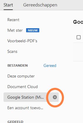Klik op het pictogram met het kruisje om het account te verwijderen