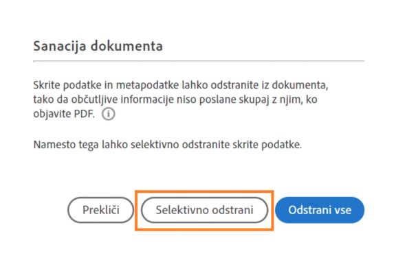 Kliknite tukaj, če želite odstraniti skrite podatke