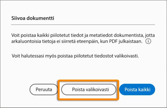 Poista piilotetut tiedot napsauttamalla tätä