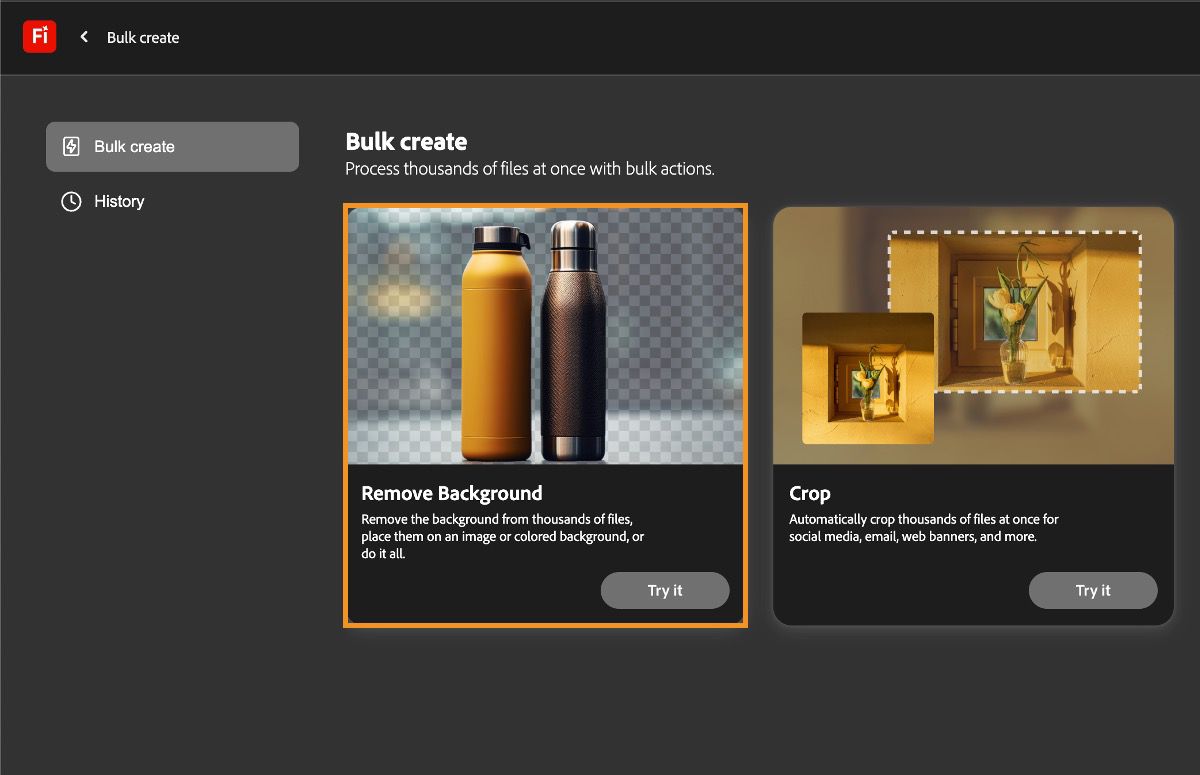 Under the Bulk create section, Remove Background option is selected.