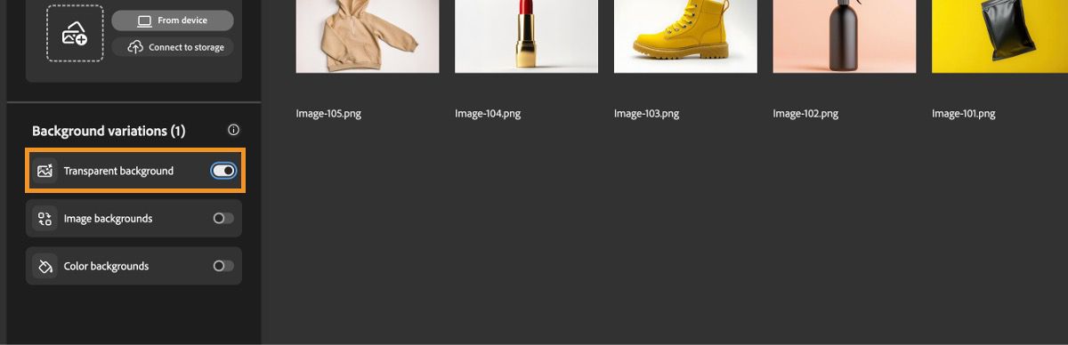 Im Abschnitt „Hintergrundoptionen“ ist die Option „Hintergrund entfernen“ aktiviert.