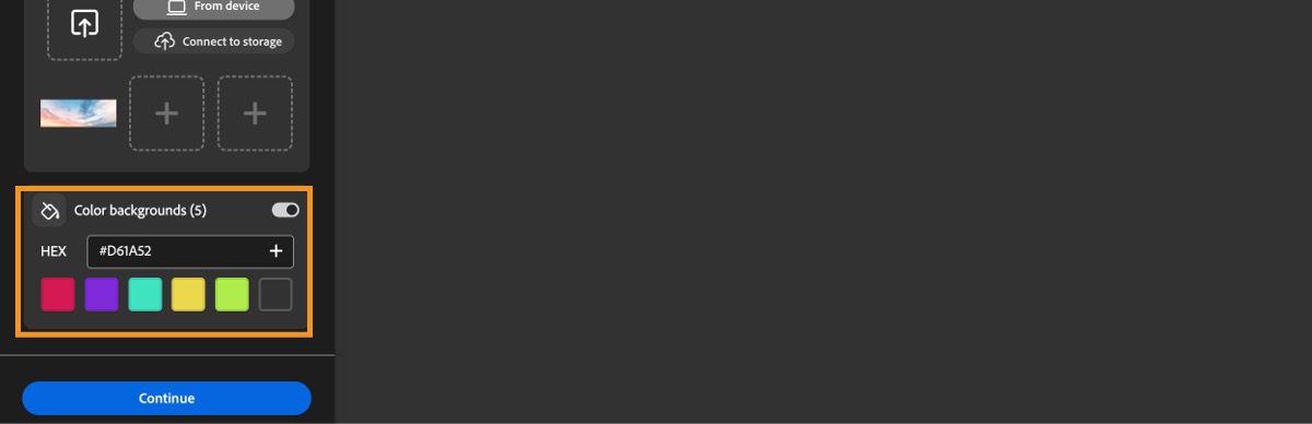 Im Feld „Farbhintergrund“ wird ein Hexadezimalcode für die Farbe hinzugefügt.