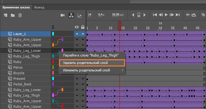 Удаление родительского слоя