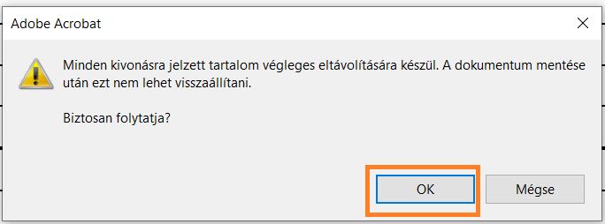 A kitakarított tartalom eltávolításához kattintson az OK gombra