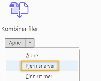 Fjerne snarvei fra den høyre ruten