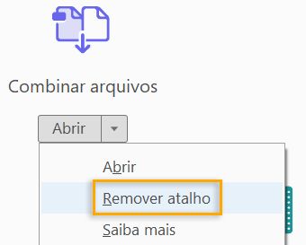 Remover atalho do painel à direita