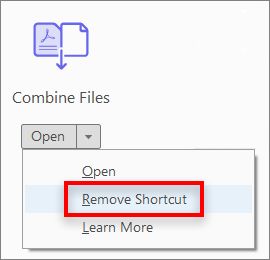 Quitar acceso directo del panel derecho
