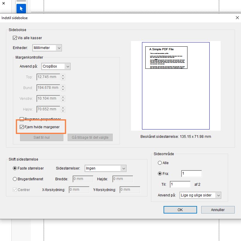 Fjern hvide margener i et PDF-dokument.