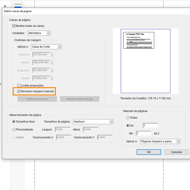Remover margens brancas de um PDF.