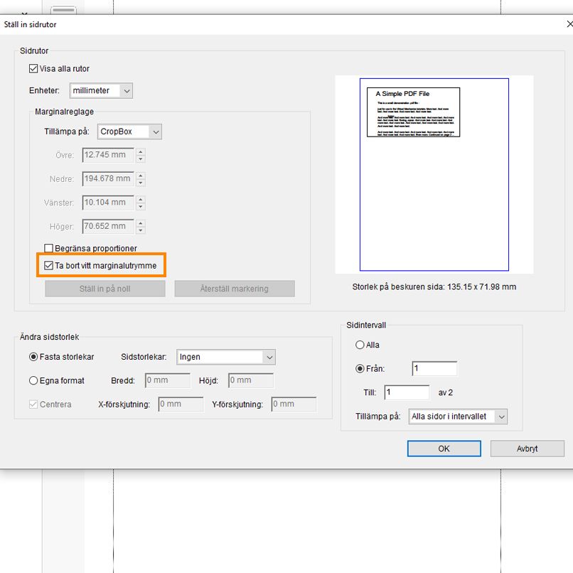 Ta bort vita marginaler i en PDF-fil.