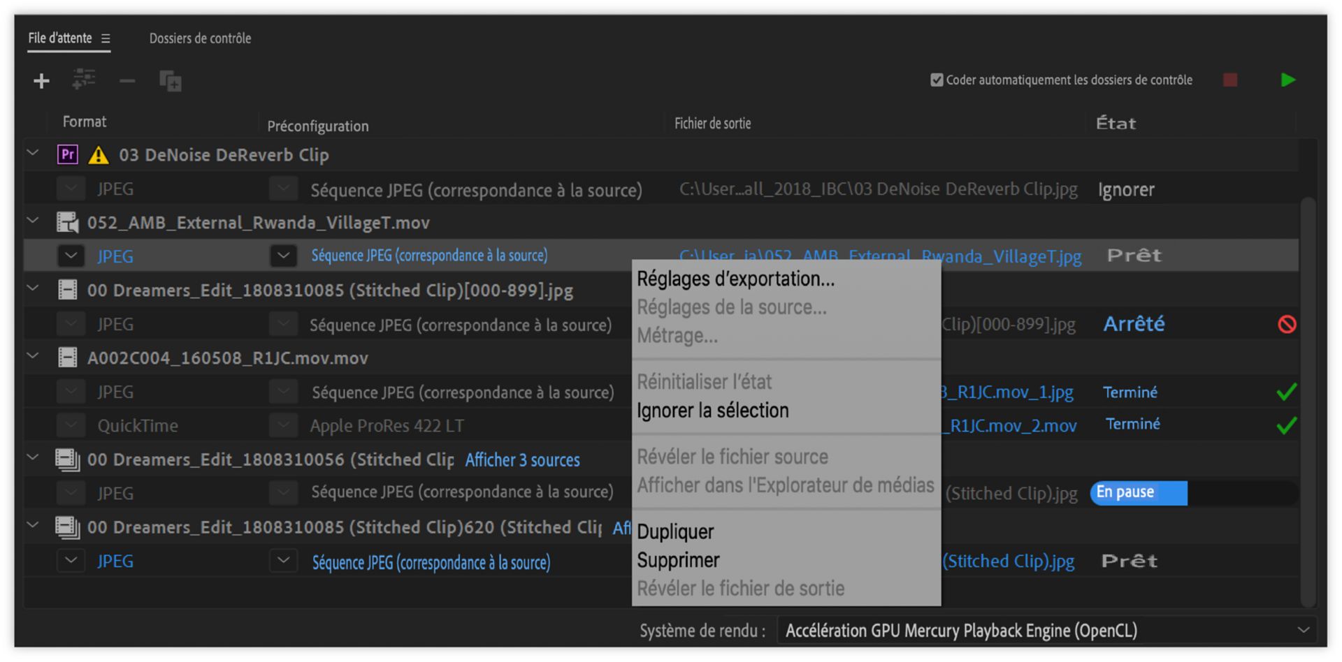 Suppression, duplication et omission des éléments dans la file d’attente de codage