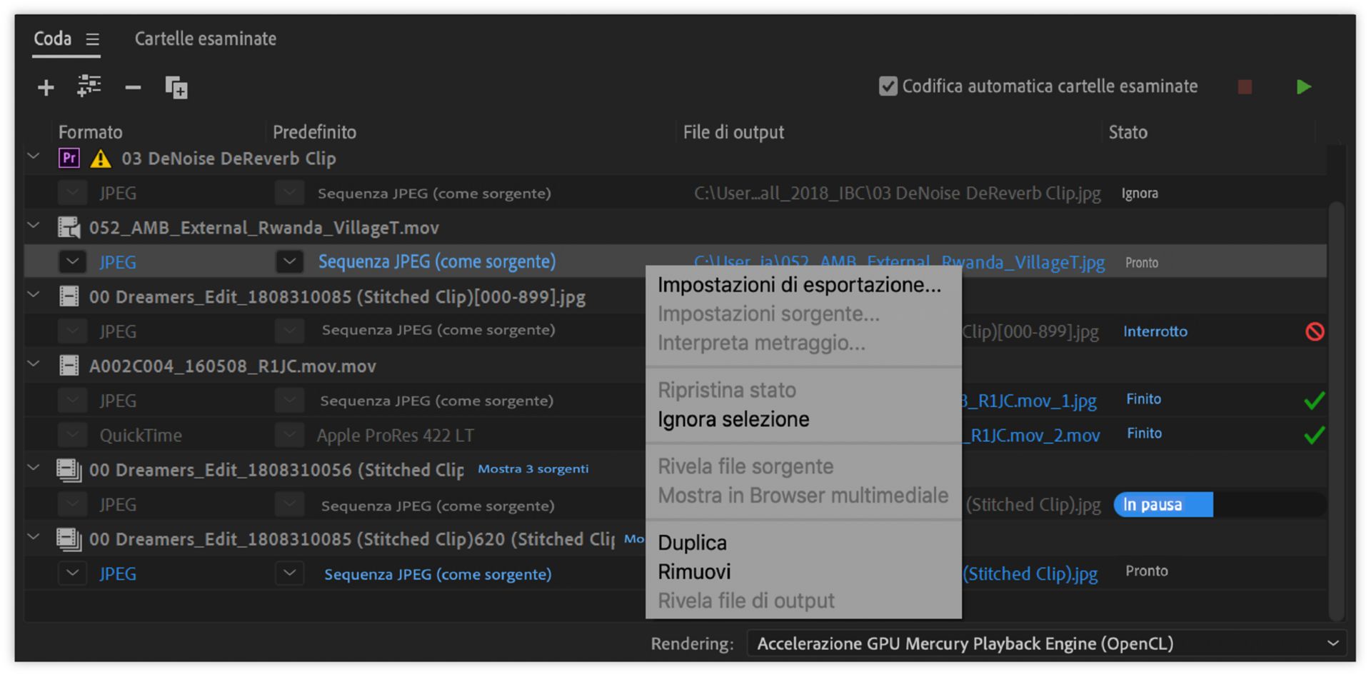 Rimuovere, duplicare e ignorare gli elementi nella coda di codifica