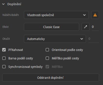 Možnost Odstranit doplnění