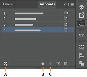 החלונית Artboards