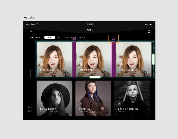 具有重复元素的垂直网格