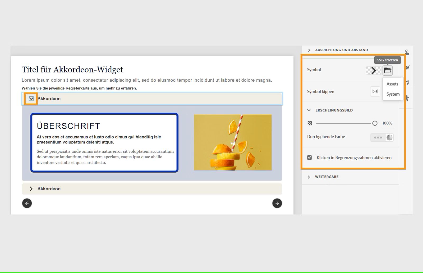 Anpassen des Symbols durch Ersetzen der SVG oder Ändern seines Erscheinungsbilds