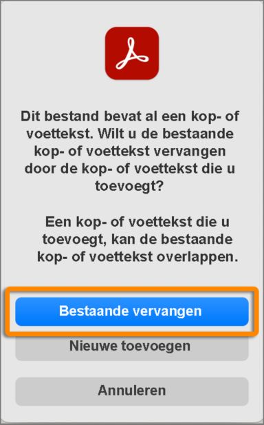 Bestaande kop- en voettekst vervangen