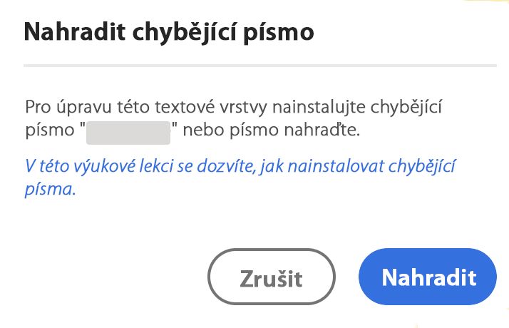 Chyba spojená s chybějícími písmy