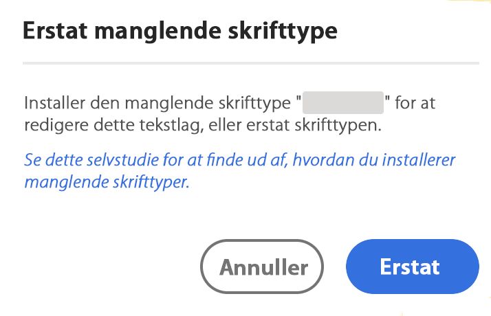 Fejl ved manglende skrifttype