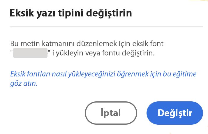 Eksik font hatası