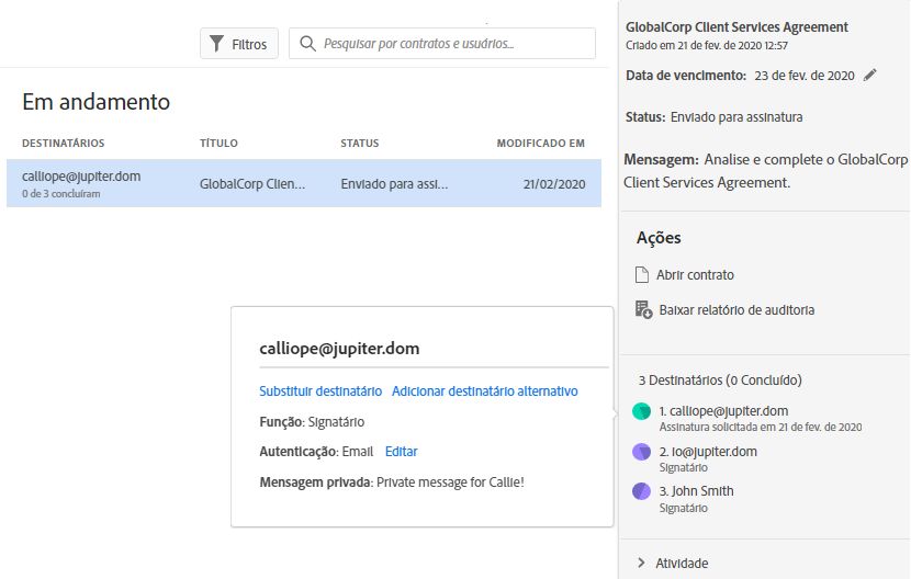 Substituir recipient atual