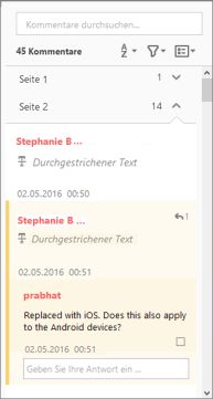 Anzeige von Antworten in einem Thread